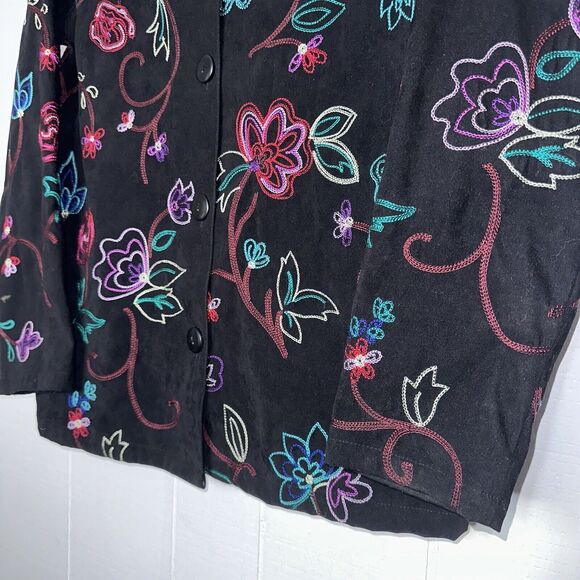 Koret Women’s Vintage Floral Embroidered Jacket Black Boho Size Small - Picture 4 of 5